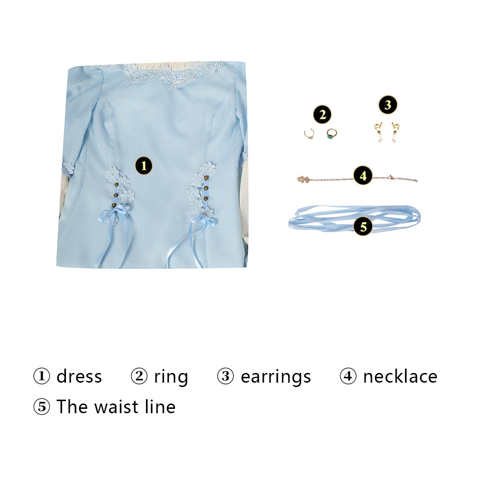 Alicent Hightower Blaues Kleid Cosplay Kostüm